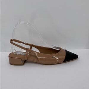 Steve Madden Allure spectator cap toe slingback pump flat shoe tan black new 8